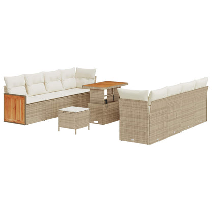 Set Divano da Giardino con cuscino 11 pcs Beige e Crema | homemem39