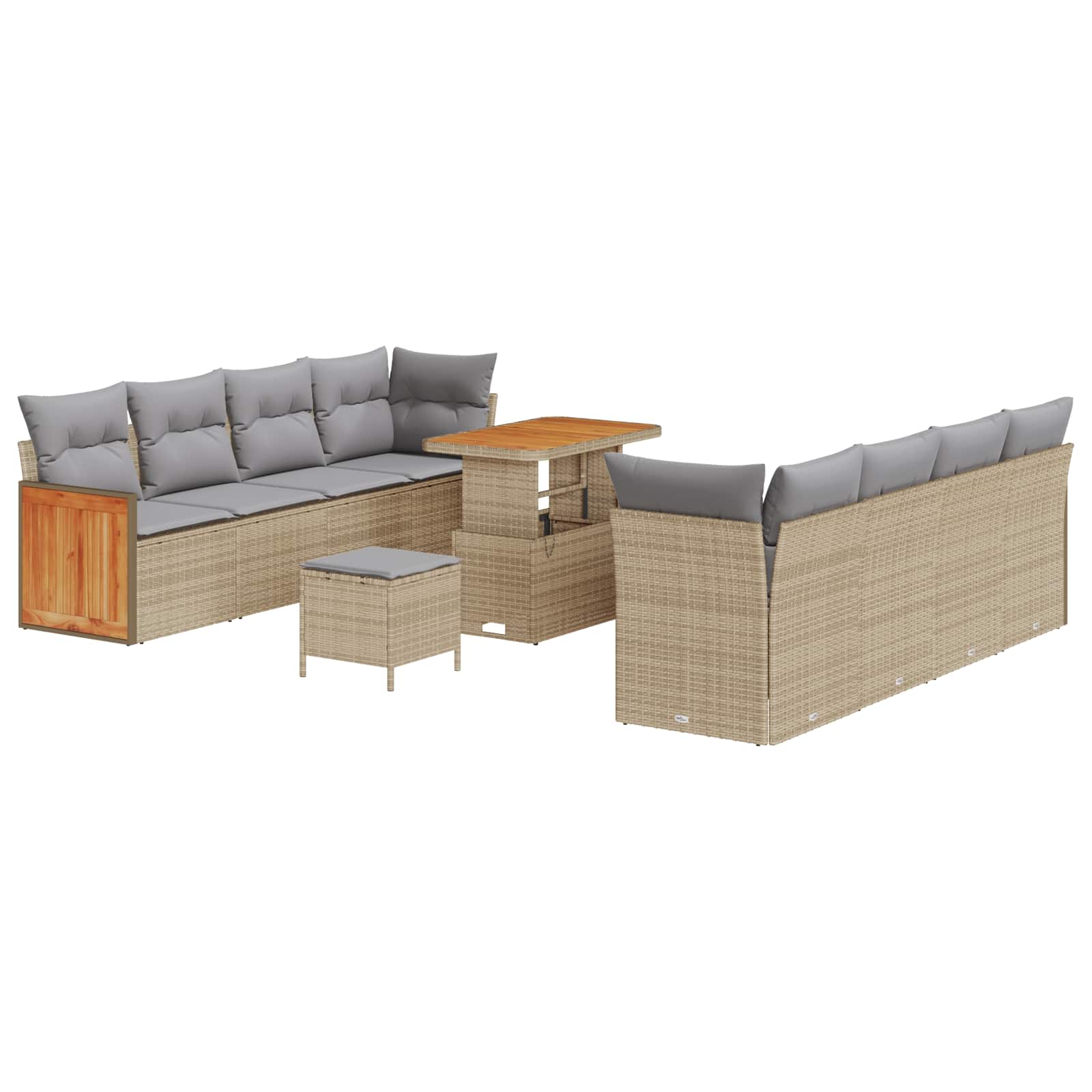 Set Divano da Giardino con cuscino 11 pcs Beige e Grigio Chiaro | homemem39