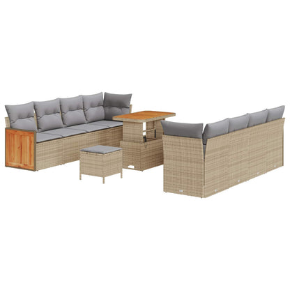 Set Divano da Giardino con cuscino 11 pcs Beige e Grigio Chiaro | homemem39