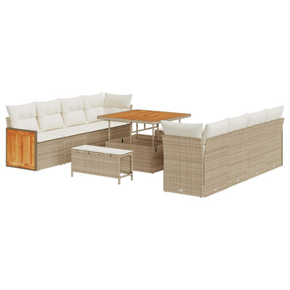Set Divano da Giardino con cuscino 11 pcs Beige e Crema | homemem39