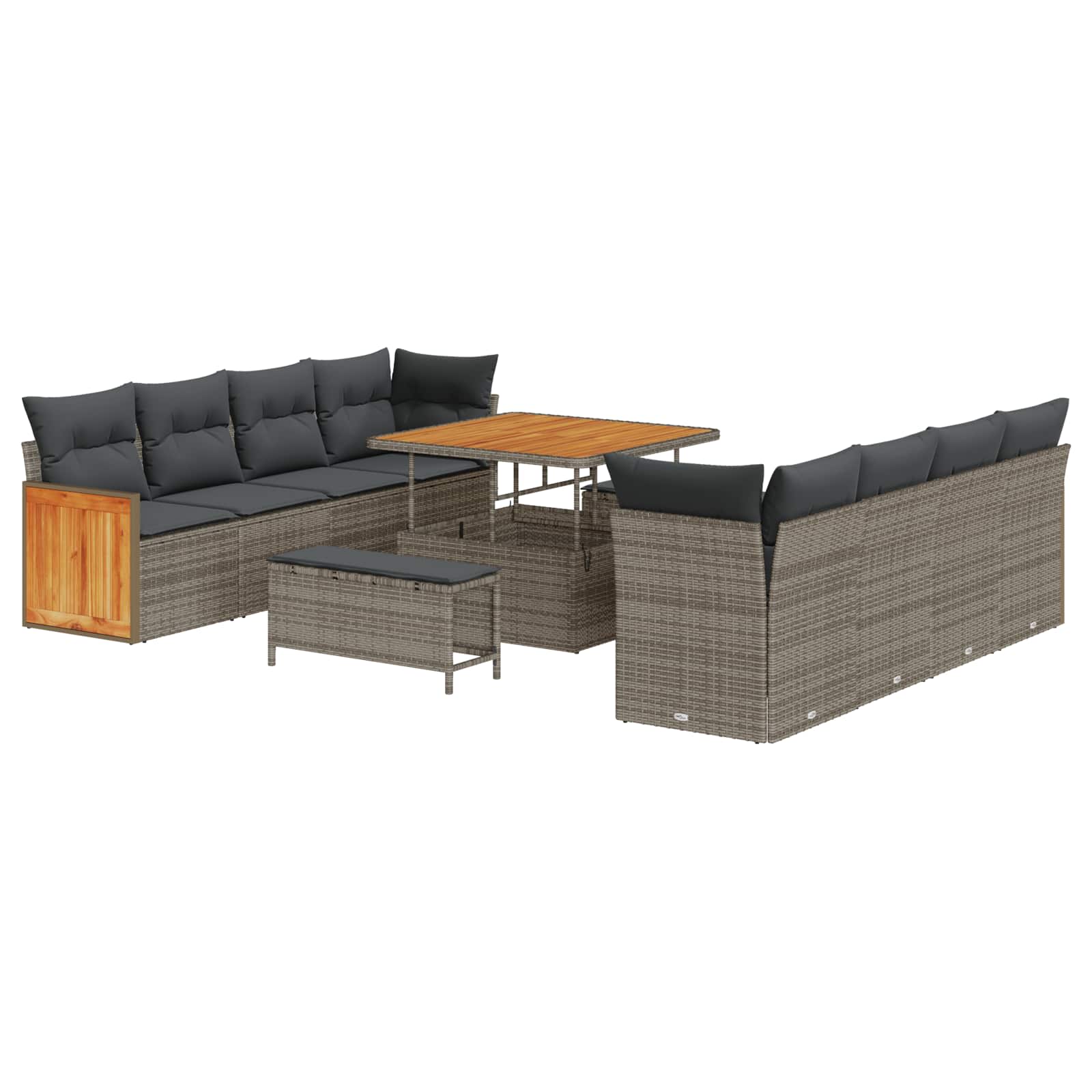 Set Divano da Giardino con cuscino 11 pcs Grigio | homemem39