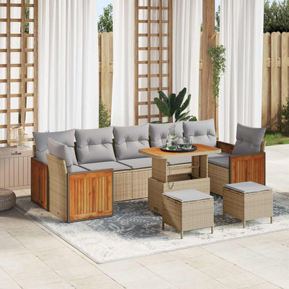 Set Divano da Giardino con cuscino 10 pcs Beige e Grigio Chiaro | homemem39
