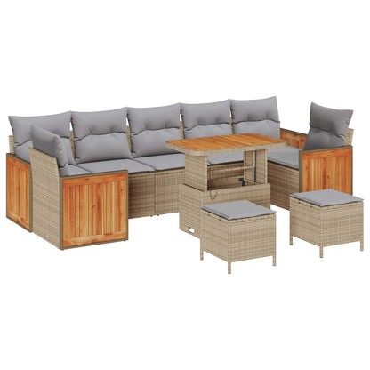 Set Divano da Giardino con cuscino 10 pcs Beige e Grigio Chiaro | homemem39