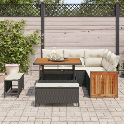 Set Divano da Giardino 8 pz 8-Numero di posti Nero e Crema | homemem39