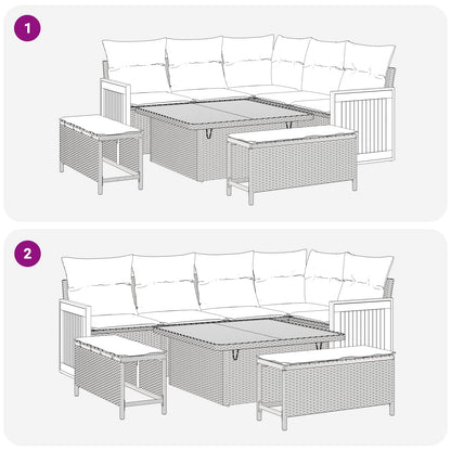Set Divano da Giardino 8 pz 8-Numero di posti Nero e Crema | homemem39