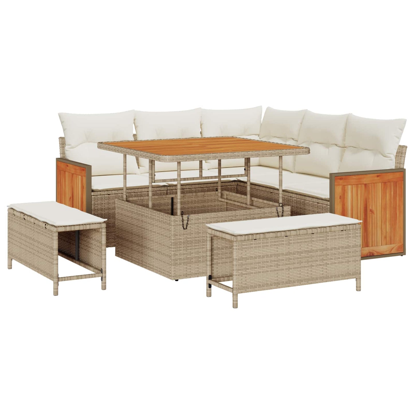 Set Divano da Giardino 8 pz 8-Numero di posti Beige e Crema | homemem39