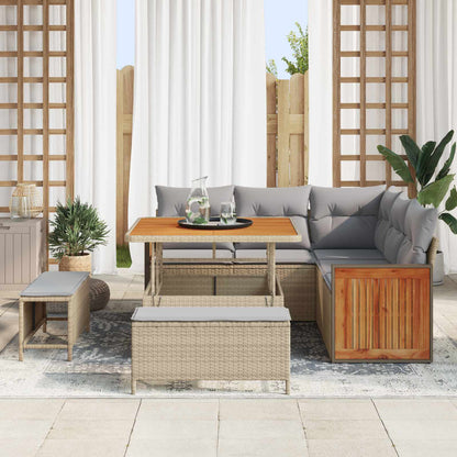 Set Divano da Giardino con cuscino 8 pcs Beige e Grigio Chiaro | homemem39