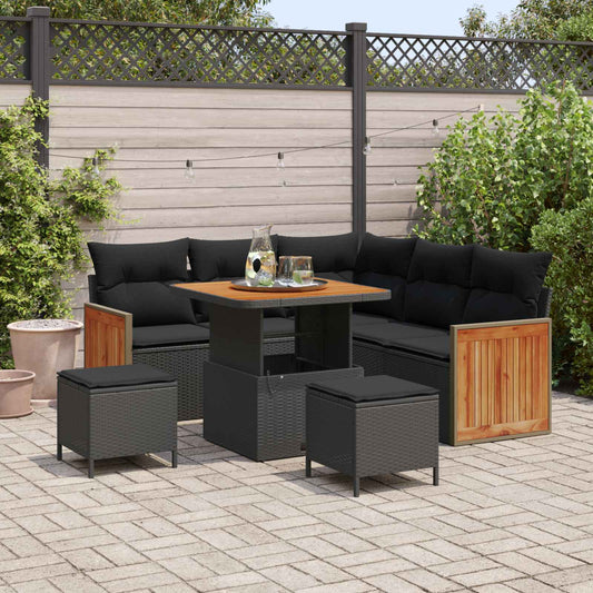 Set Divano da Giardino 8 pz 8-Numero di posti Nero | homemem39