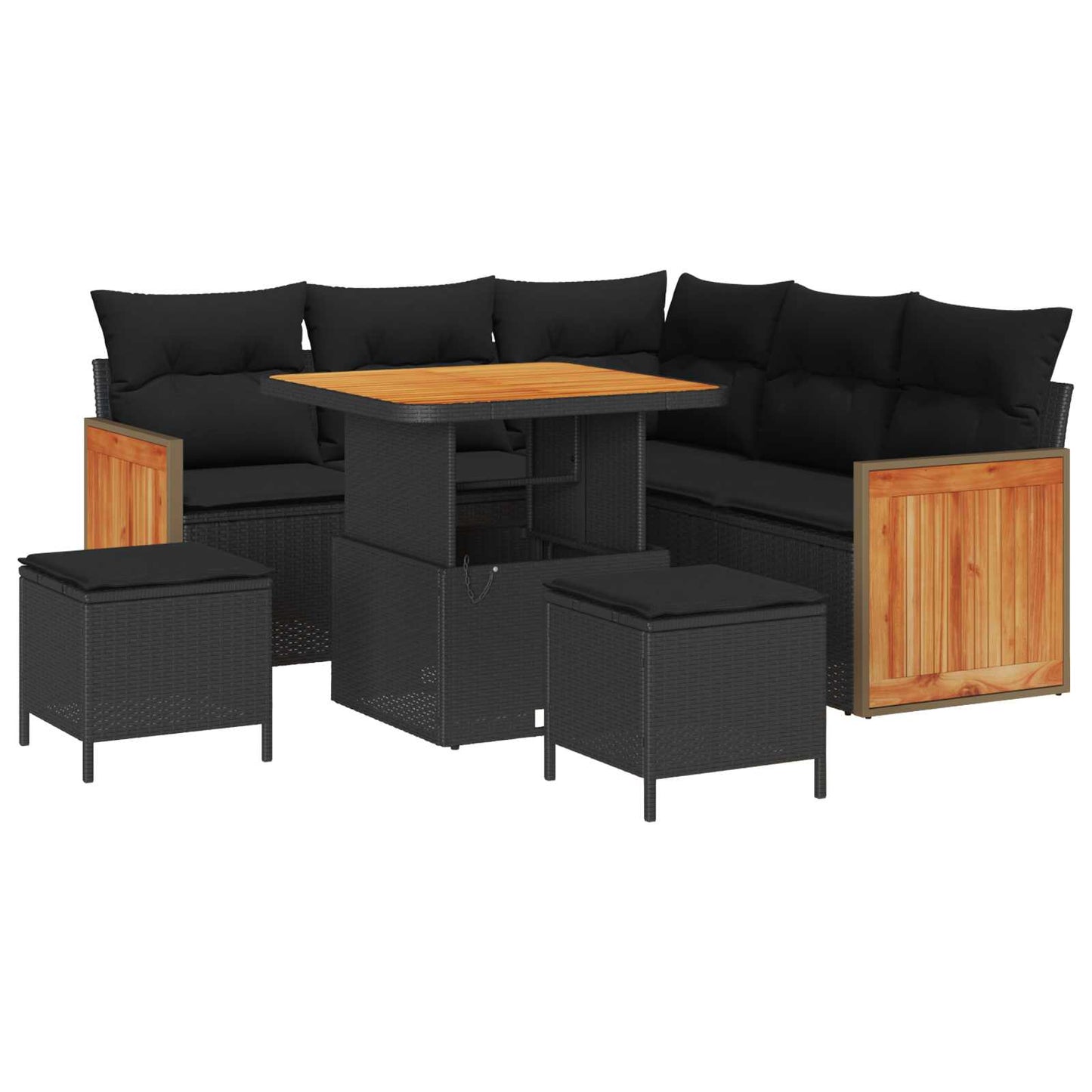 Set Divano da Giardino con cuscino 8 pcs Nero | homemem39