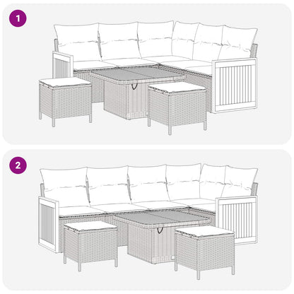 Set Divano da Giardino 8 pz 8-Numero di posti Nero e Crema | homemem39