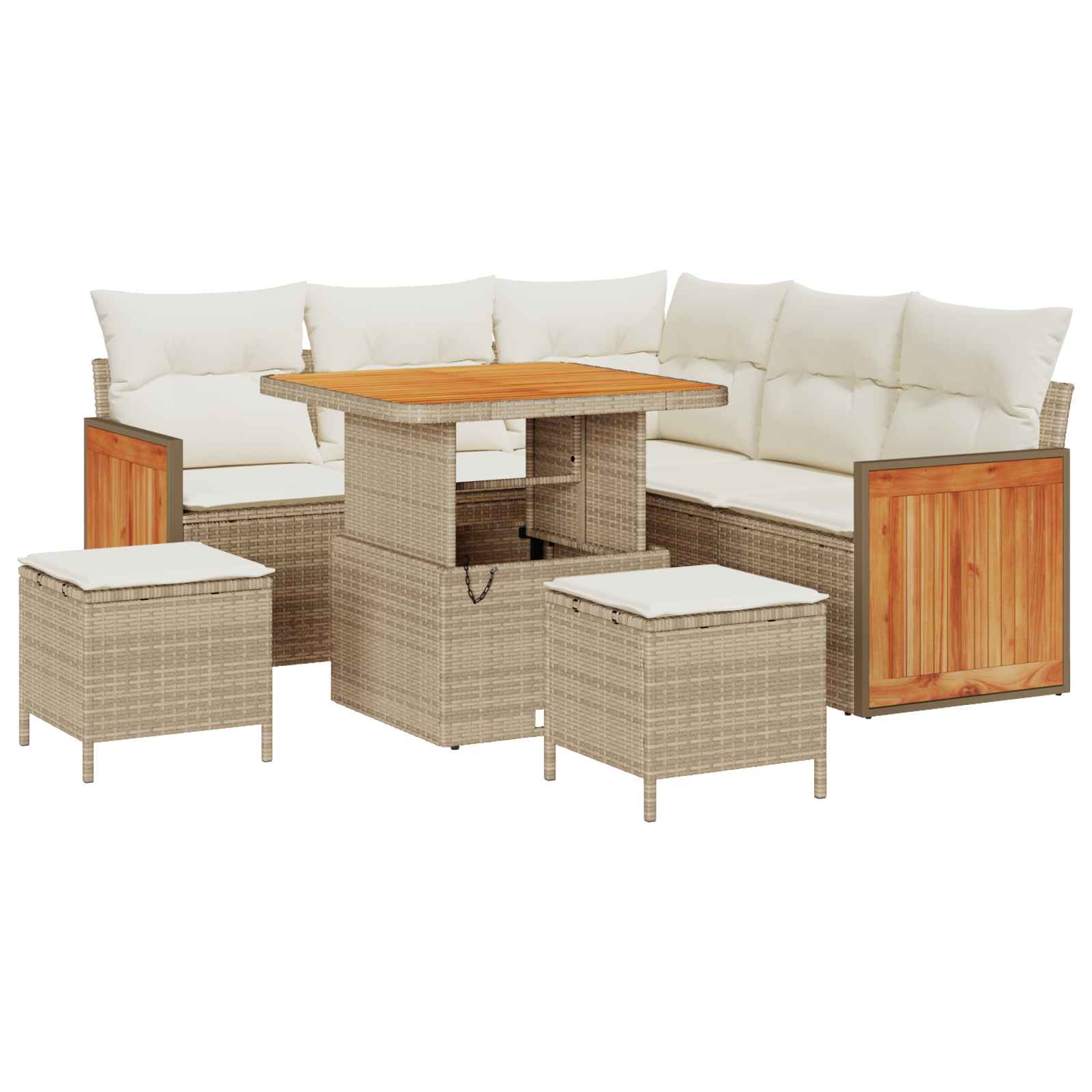 Set Divano da Giardino 8 pz 8-Numero di posti Beige e Crema | homemem39