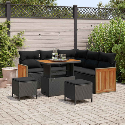 Set Divano da Giardino con cuscino 8 pcs Nero | homemem39