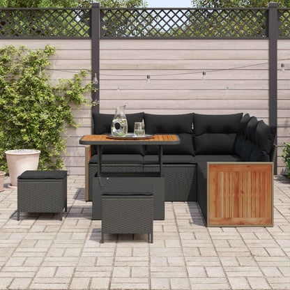 Set Divano da Giardino con cuscino 8 pcs Nero | homemem39