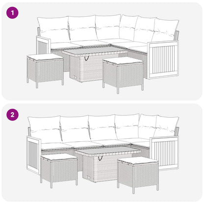 Set Divano da Giardino con cuscino 8 pcs Nero | homemem39