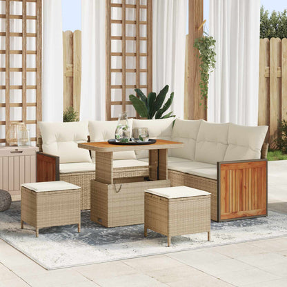 Set Divano da Giardino 8 pz 8-Numero di posti Beige e Crema