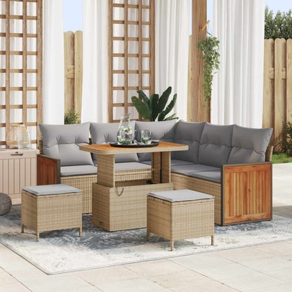 Set Divano da Giardino con cuscino 8 pcs Beige e Grigio Chiaro | homemem39