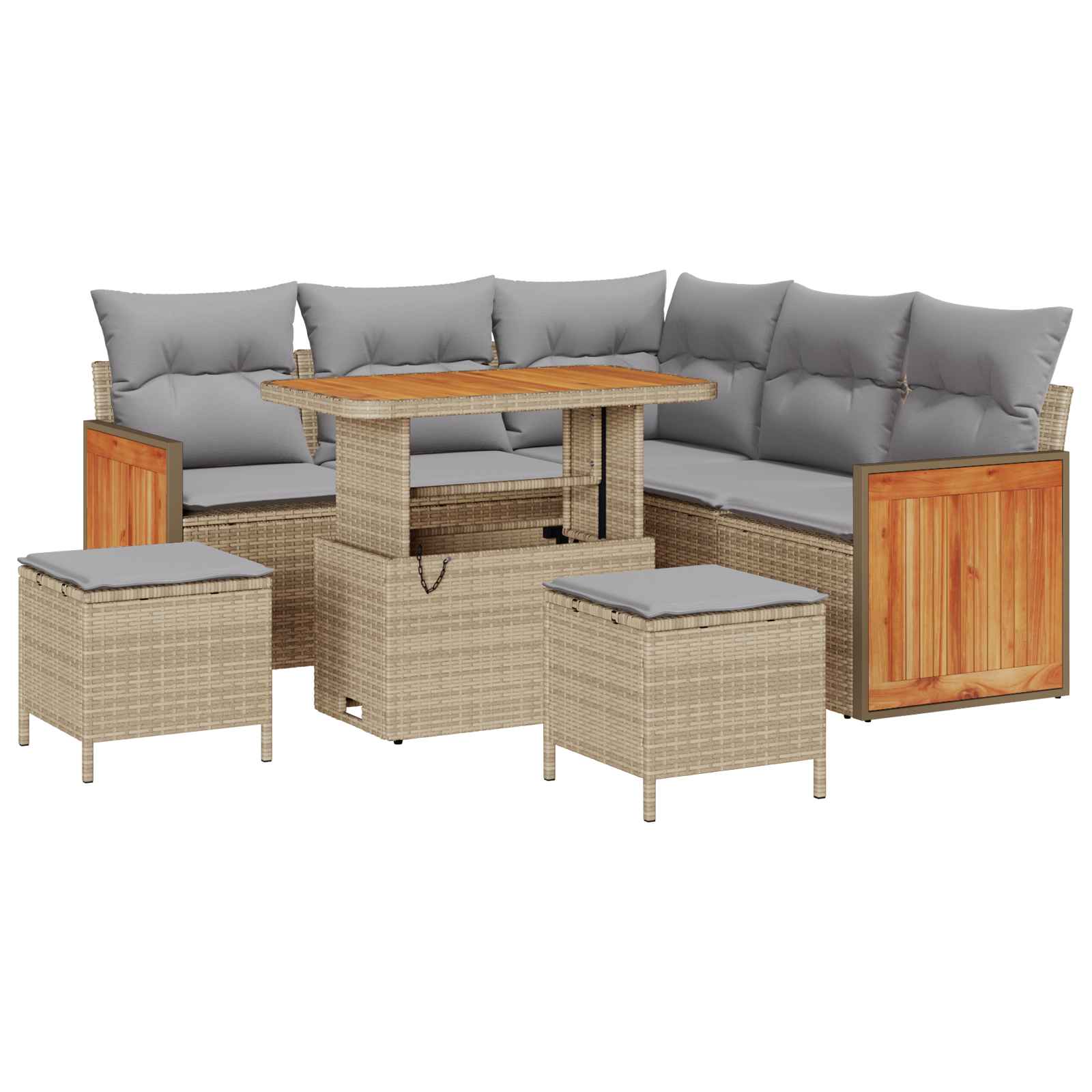 Set Divano da Giardino con cuscino 8 pcs Beige e Grigio Chiaro | homemem39