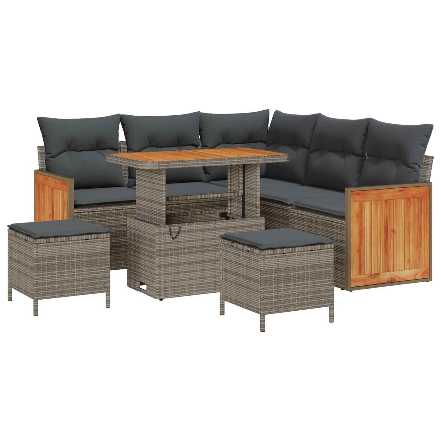 Set Divano da Giardino con cuscino 8 pcs Grigio | homemem39