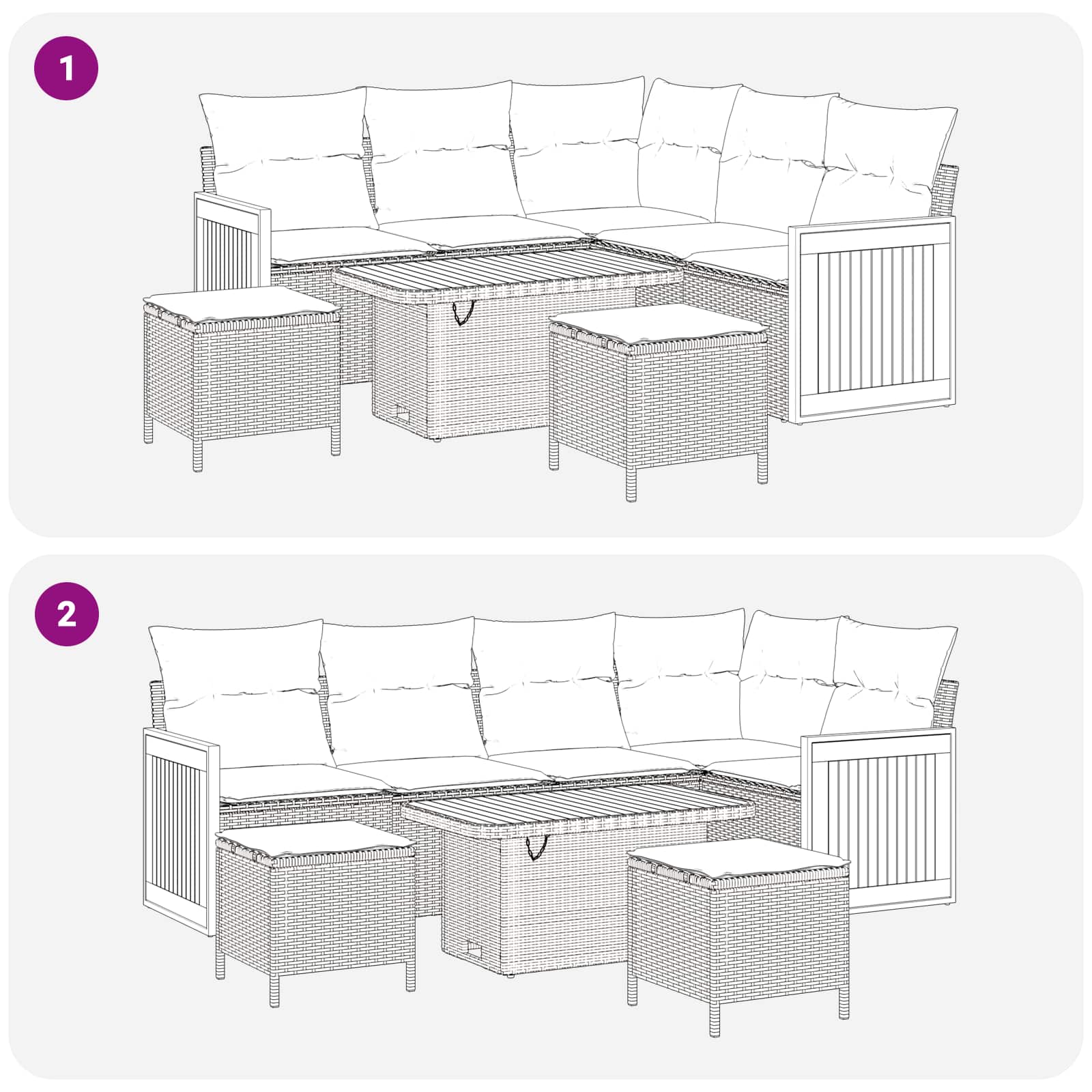 Set Divano da Giardino con cuscino 8 pcs Grigio | homemem39