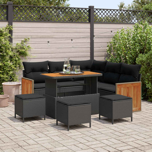 Set Divano da Giardino 9 pz 9-Numero di posti Nero