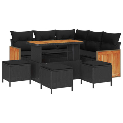 Set Divano da Giardino con cuscino 9 pcs Nero | homemem39