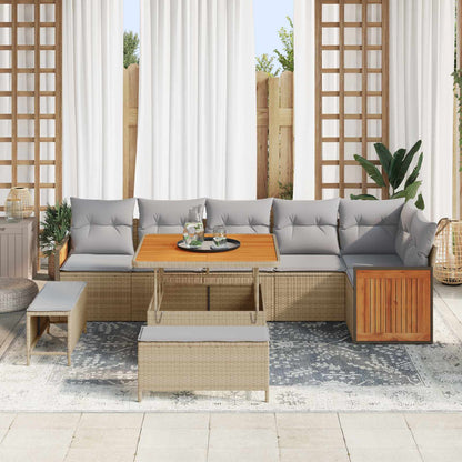 Set Divano da Giardino con cuscino 9 pcs Beige e Grigio Chiaro | homemem39