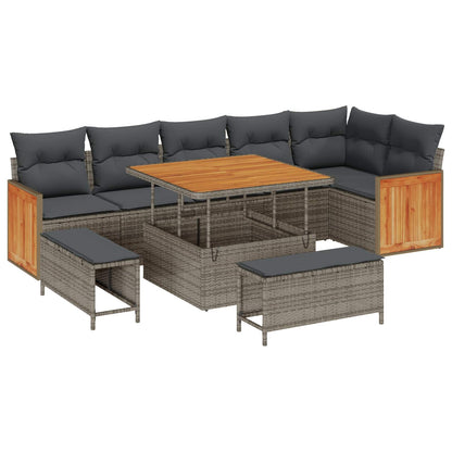 Set Divano da Giardino con cuscino 9 pcs Grigio | homemem39