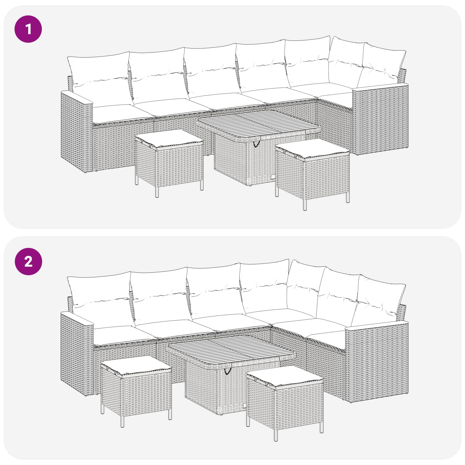 Set Divano da Giardino con cuscino 9 pcs Nero | homemem39