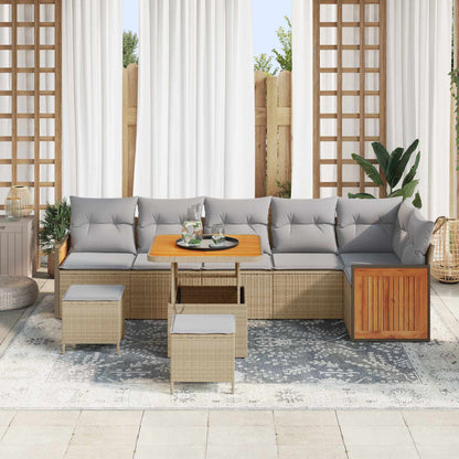 Set Divano da Giardino con cuscino 9 pcs Beige e Grigio Chiaro | homemem39