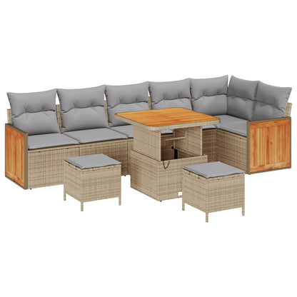 Set Divano da Giardino con cuscino 9 pcs Beige e Grigio Chiaro | homemem39