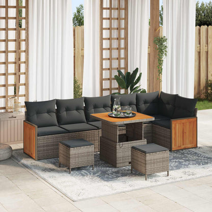 Set Divano da Giardino con cuscino 9 pcs Grigio | homemem39