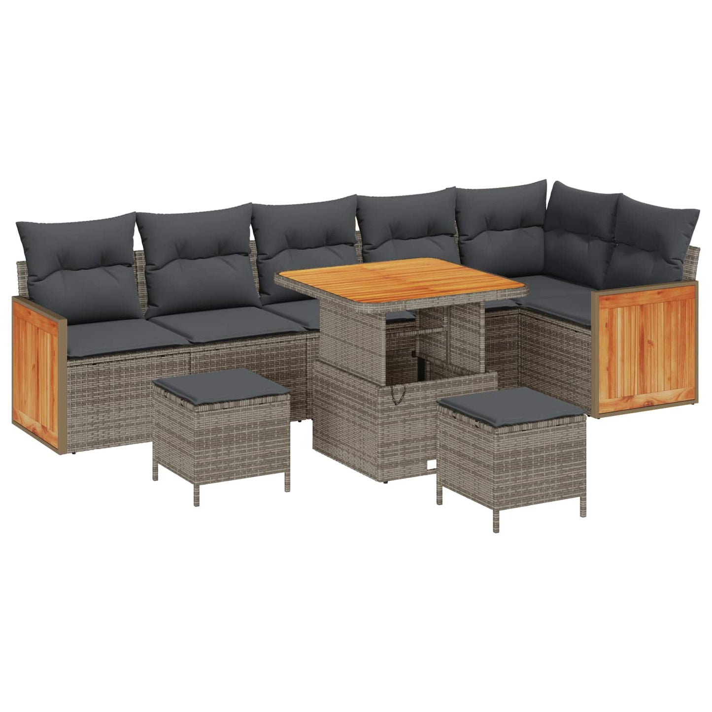 Set Divano da Giardino con cuscino 9 pcs Grigio | homemem39