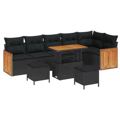 Set Divano da Giardino con cuscino 9 pcs Nero | homemem39