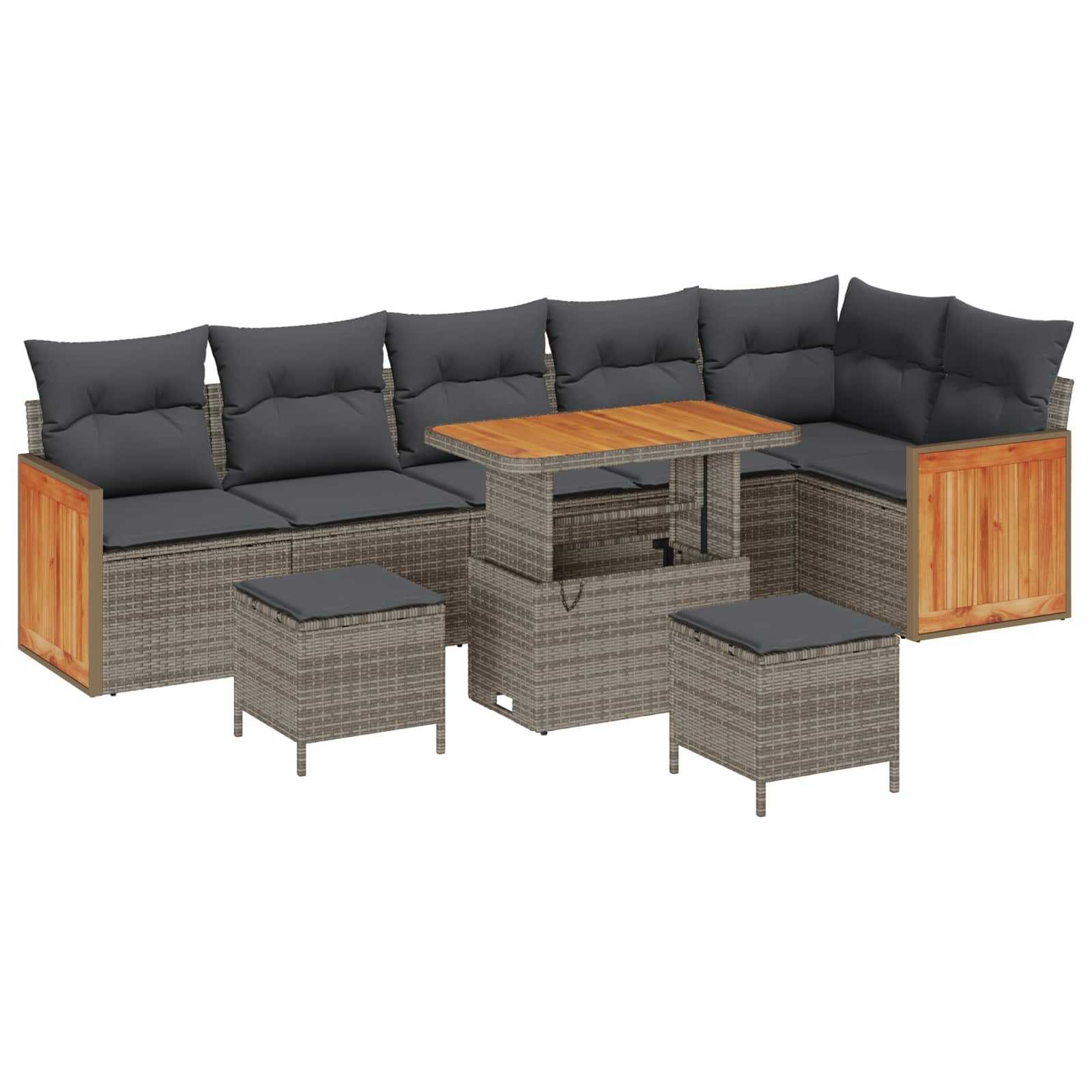 Set Divano da Giardino con cuscino 9 pcs Grigio | homemem39