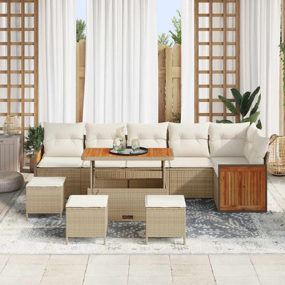 Set Divano da Giardino con cuscino 10 pcs Beige e Crema | homemem39