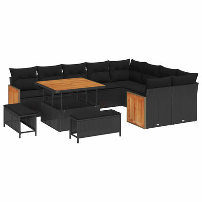 Set Divano da Giardino con cuscino 12 pcs Nero | homemem39