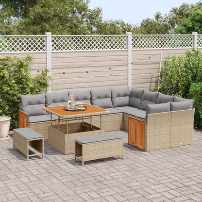 Set Divano da Giardino con cuscino 12 pcs Beige e Grigio Chiaro | homemem39