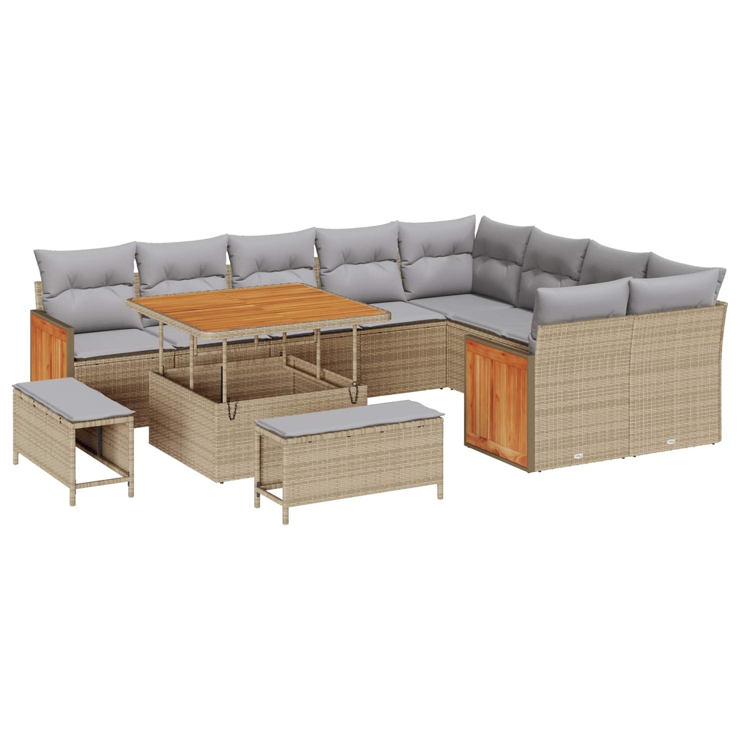 Set Divano da Giardino con cuscino 12 pcs Beige e Grigio Chiaro | homemem39