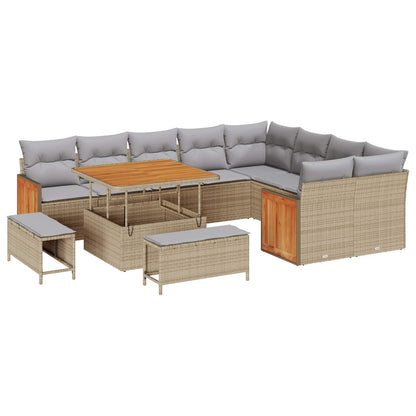 Set Divano da Giardino con cuscino 12 pcs Beige e Grigio Chiaro | homemem39