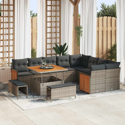 Set Divano da Giardino con cuscino 12 pcs Grigio | homemem39