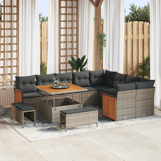 Set Divano da Giardino con cuscino 12 pcs Grigio