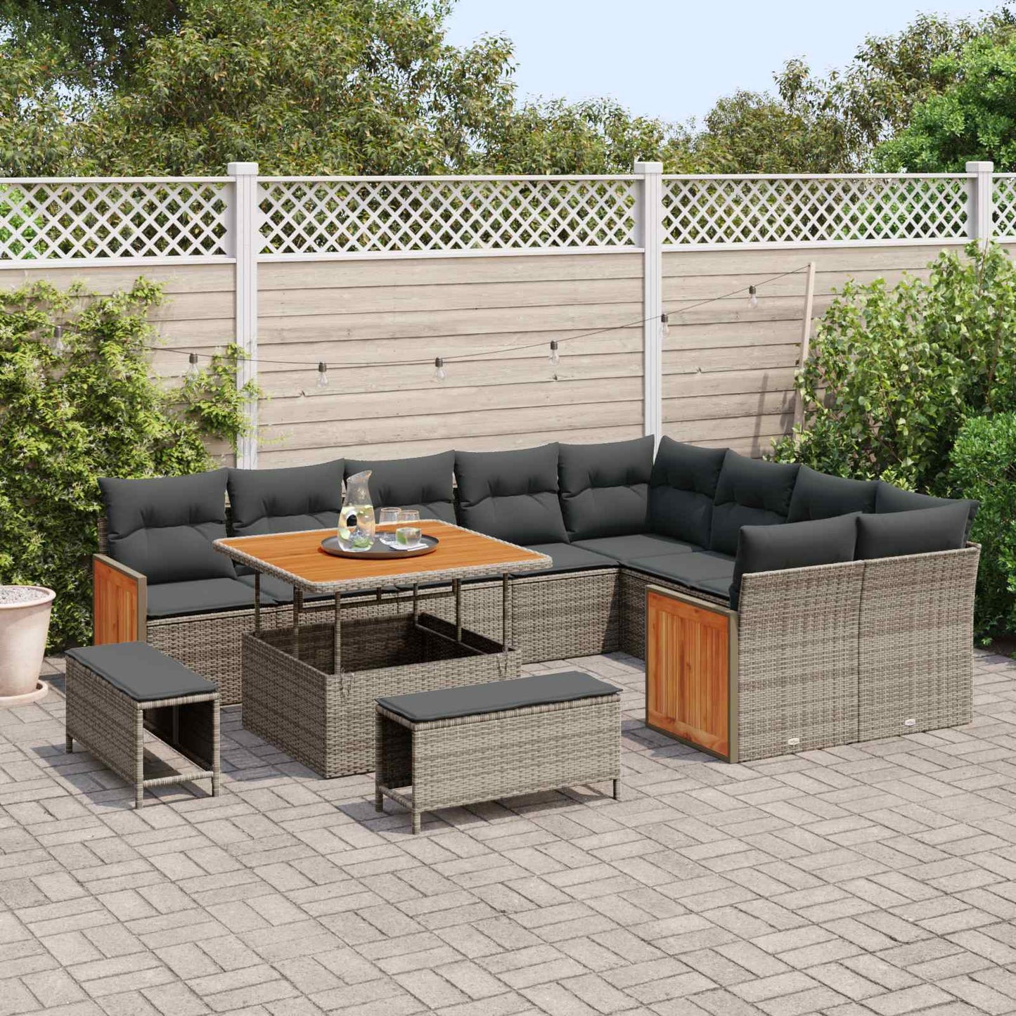 Set Divano da Giardino con cuscino 12 pcs Grigio | homemem39