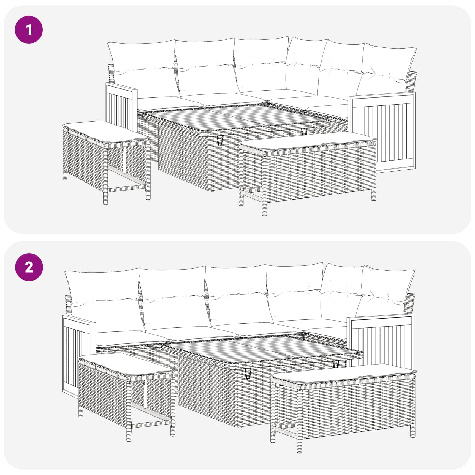 Set Divano da Giardino con cuscino 12 pcs Grigio | homemem39