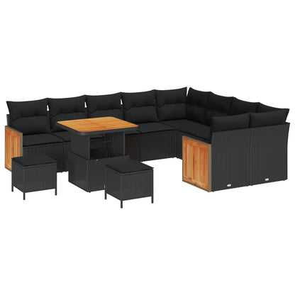 Set Divano da Giardino con cuscino 12 pcs Nero | homemem39
