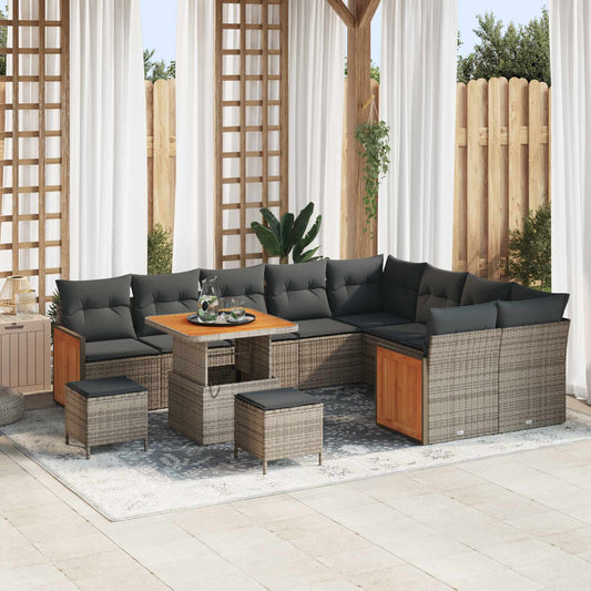 Set Divano da Giardino con cuscino 12 pcs Grigio