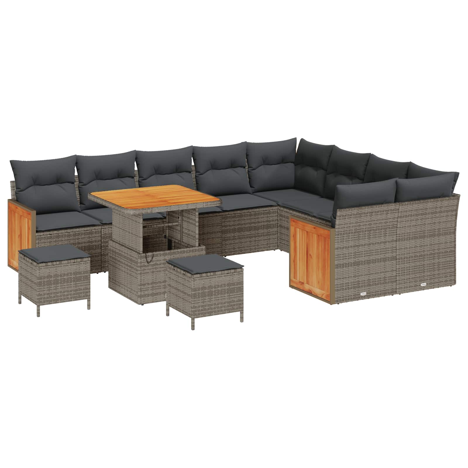Set Divano da Giardino con cuscino 12 pcs Grigio | homemem39