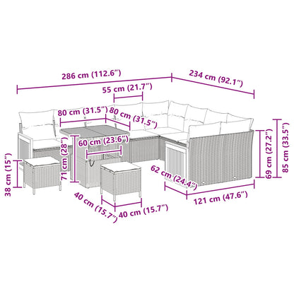 Set Divano da Giardino con cuscino 12 pcs Grigio | homemem39