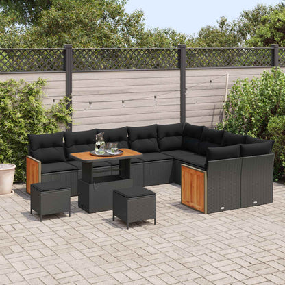 Set Divano da Giardino con cuscino 12 pcs Nero | homemem39