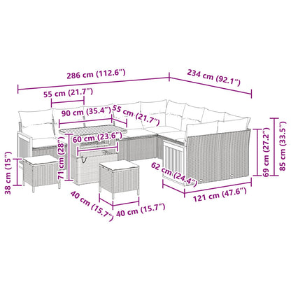 Set Divano da Giardino con cuscino 12 pcs Beige e Grigio Chiaro | homemem39