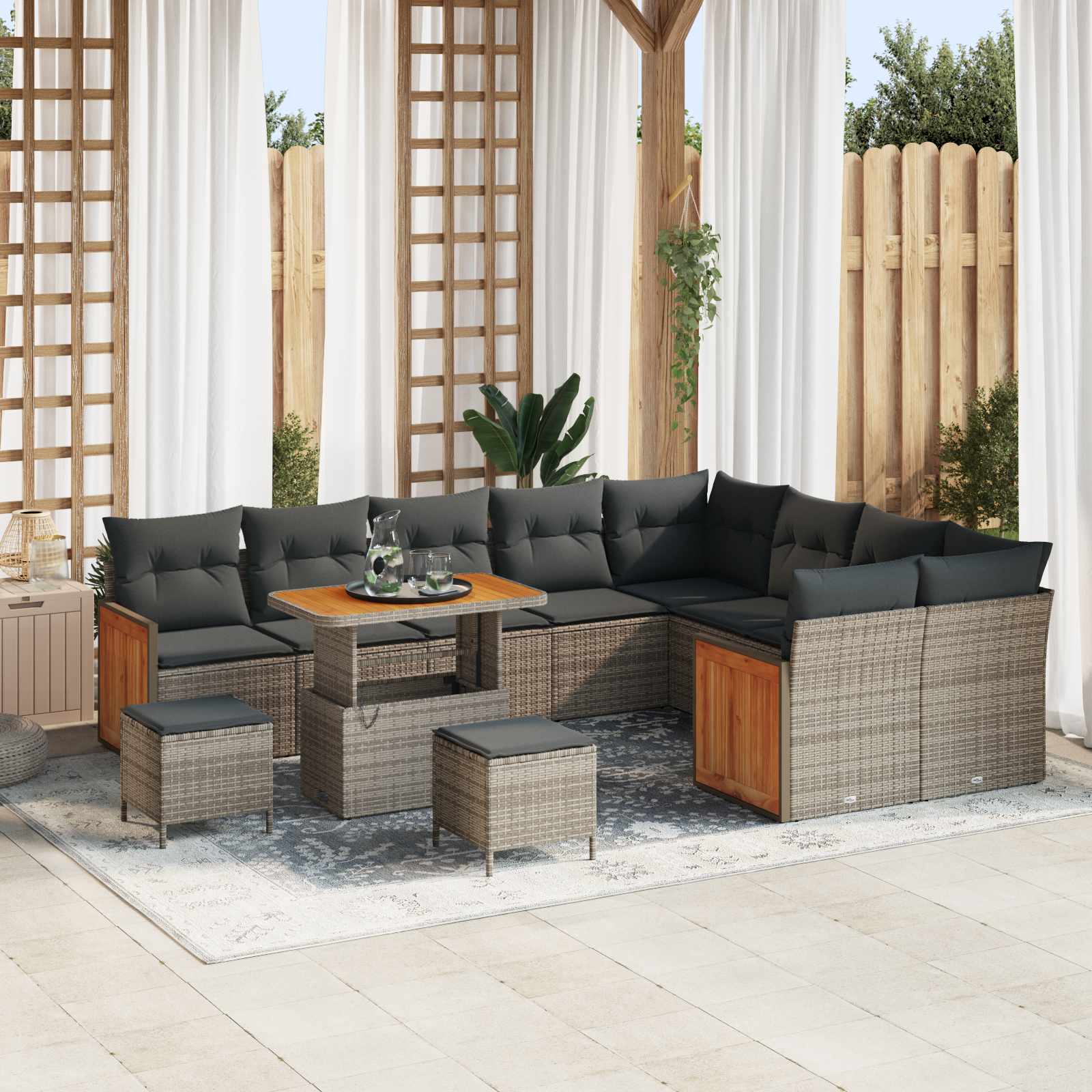 Set Divano da Giardino con cuscino 12 pcs Grigio | homemem39